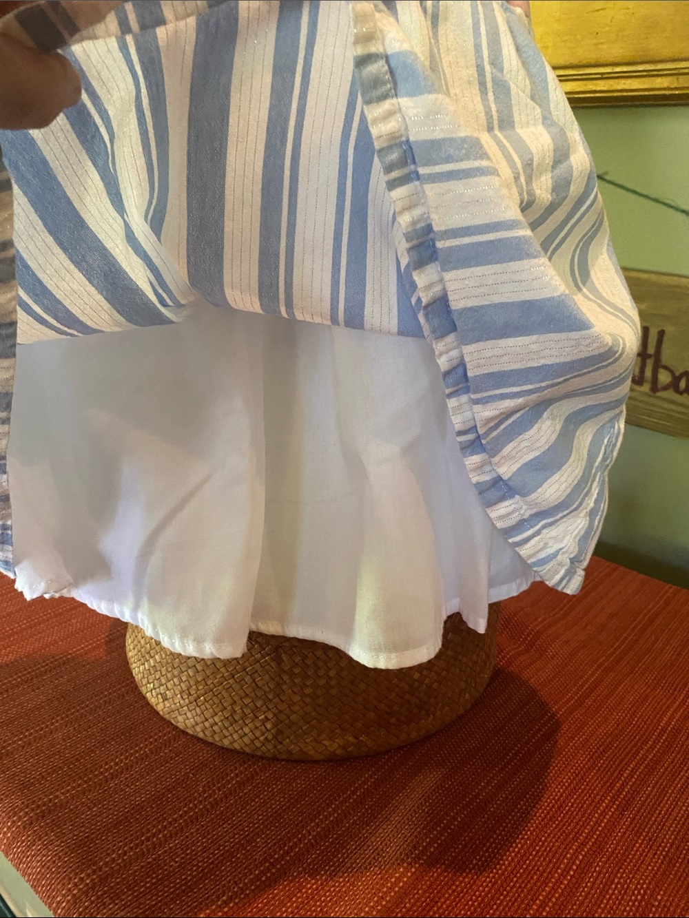 Penelope Mack blue & white striped toddler dress featuring a pink bow - SZ 2T - Picture 9 of 10